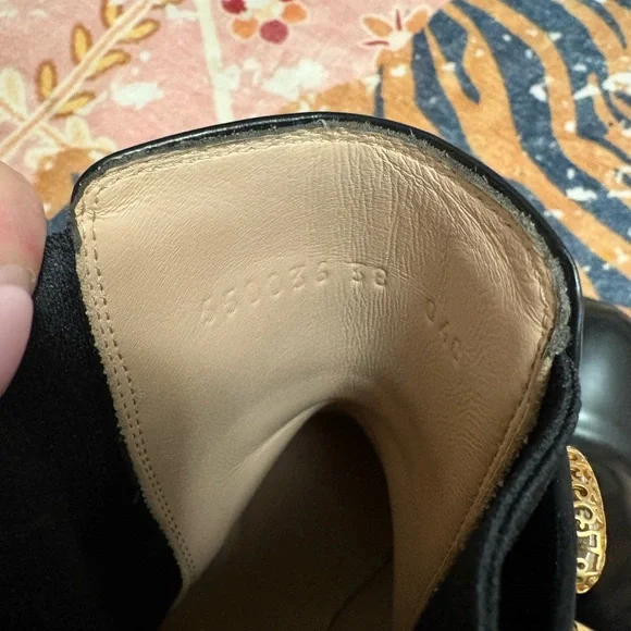 Gucci Black Leather Ankle Boots with Gold Crystal Strap - Picture 6 of 6